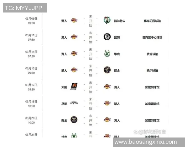湖人对阵篮网的比赛时间安排及赛程分析